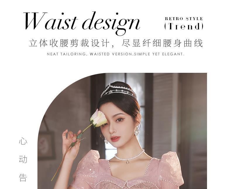 Dress A-Line Mesh / Evening Glitter Gown Short-Sleeve