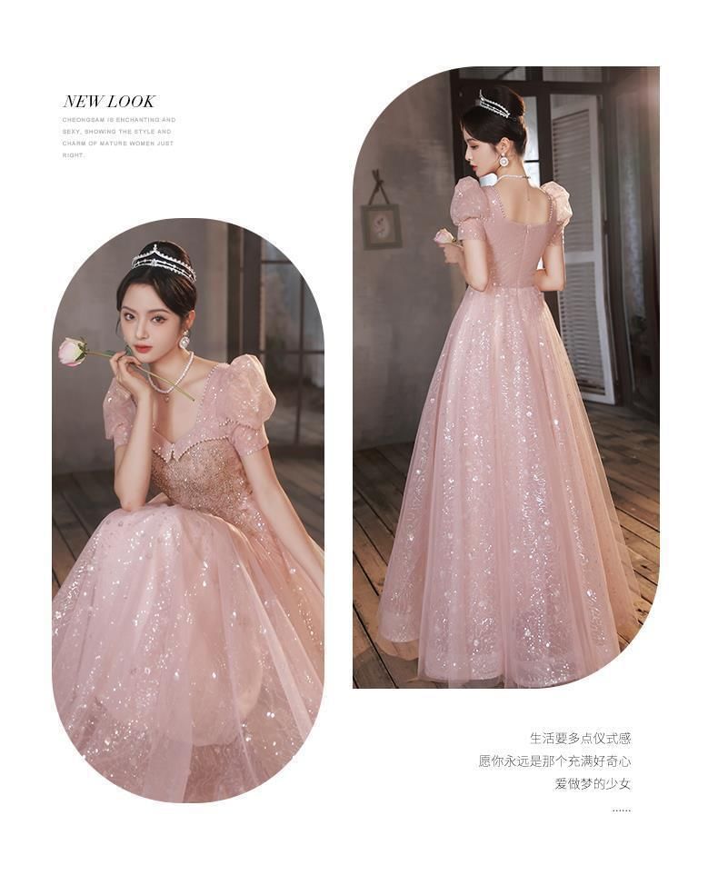 Dress A-Line Mesh / Evening Glitter Gown Short-Sleeve