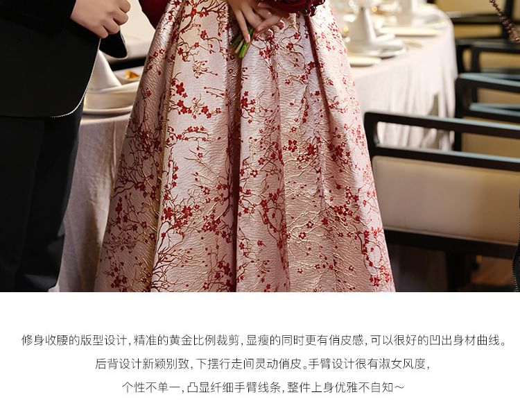 / Floral Off Evening Shoulder Gown Dress A-Line