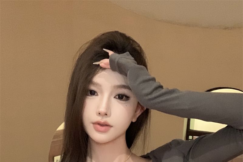 + Top Set: Lace Plain Panel Cami Cardigan