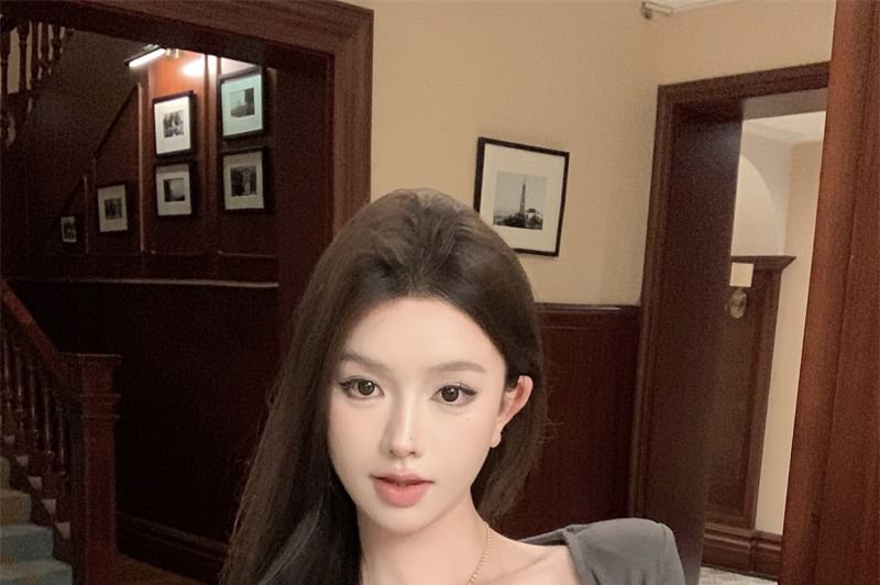 + Top Set: Lace Plain Panel Cami Cardigan