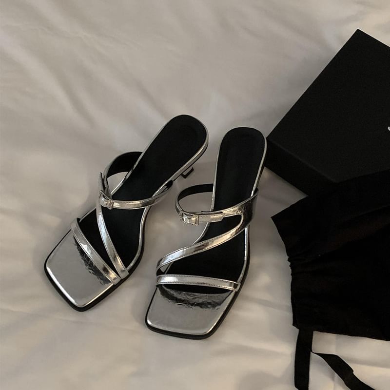 Sandals Kitten Square Heel Toe