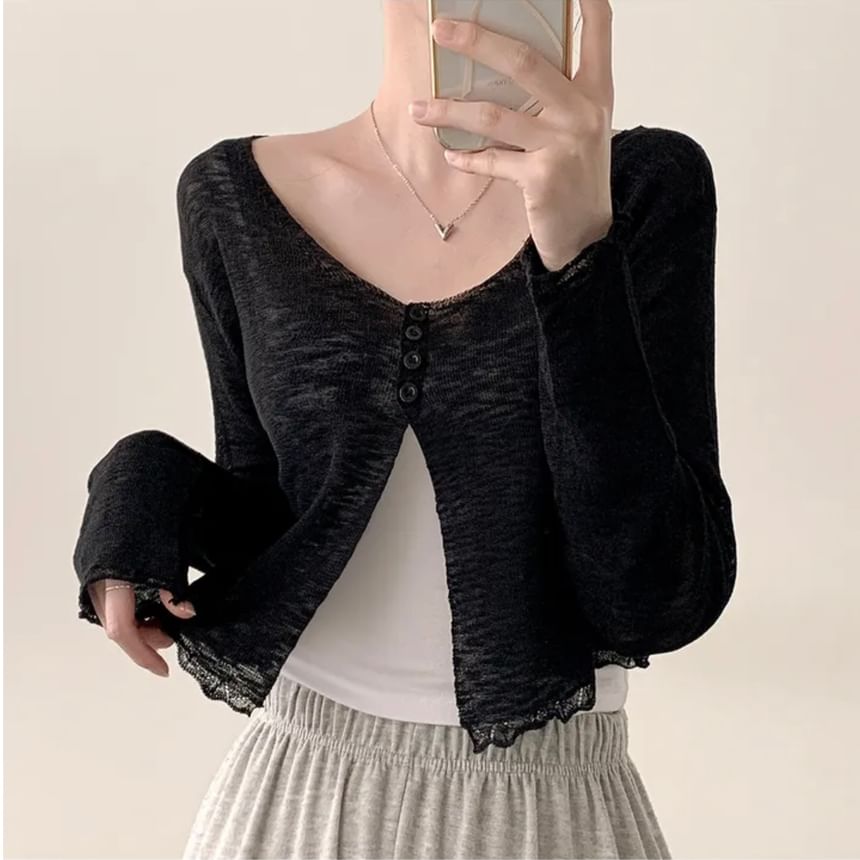 Scoop Neck Plain Cardigan