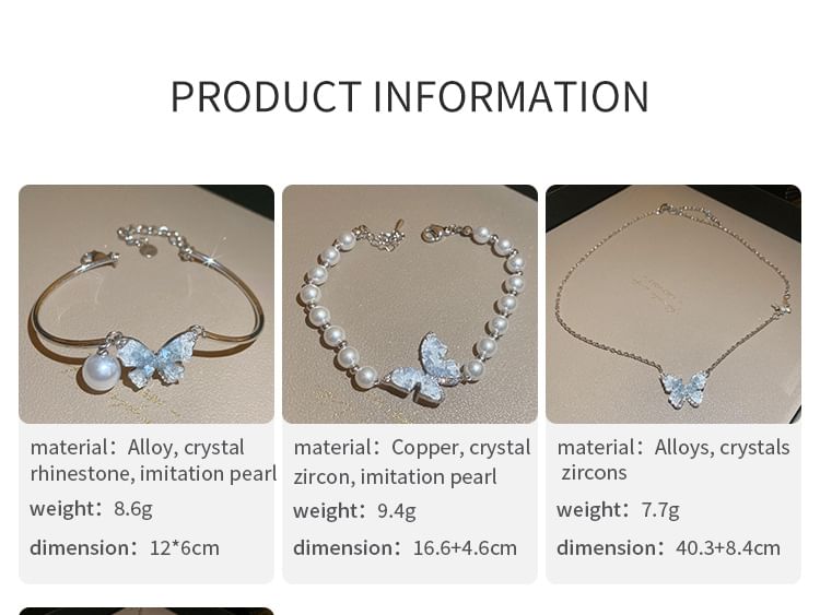 / Bracelet (Various Faux Crystal Alloy Necklace Designs) Butterfly