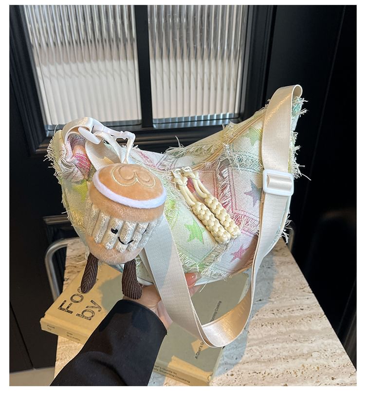 Crossbody Bag Fabric Patterned Distressed