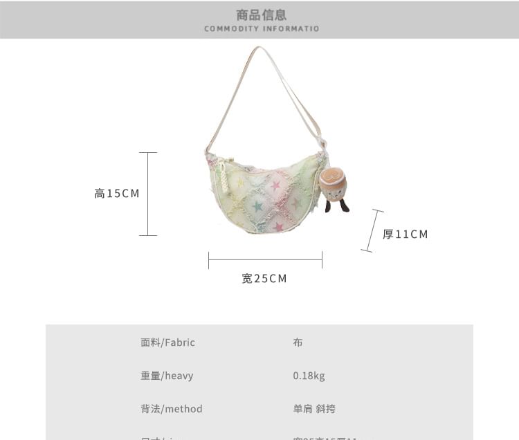 Crossbody Bag Fabric Patterned Distressed