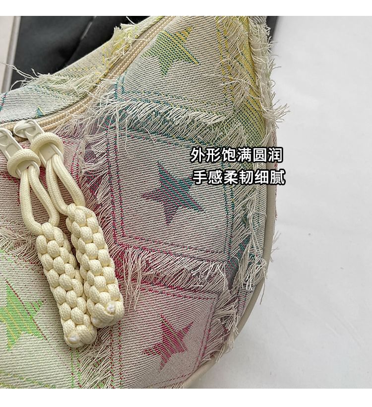 Crossbody Bag Fabric Patterned Distressed