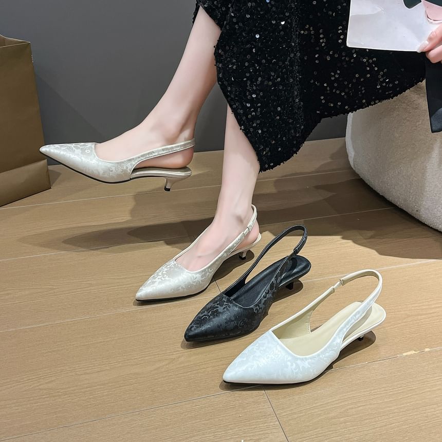 Slingback Pointed Low Sandals Heel