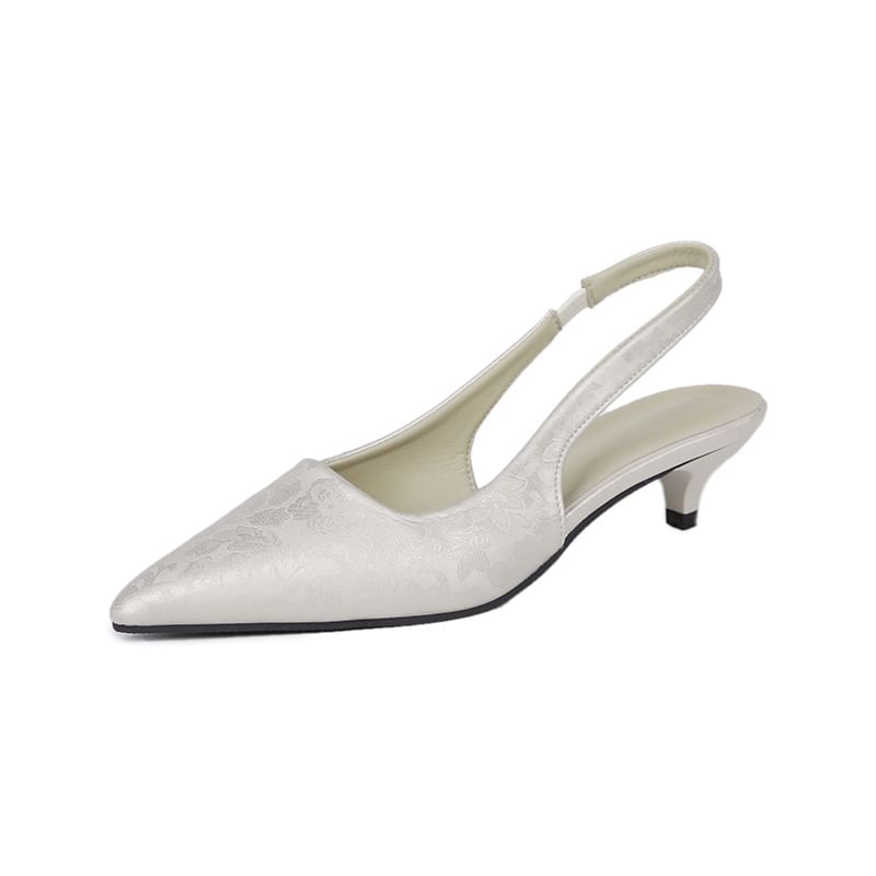 Slingback Pointed Low Sandals Heel