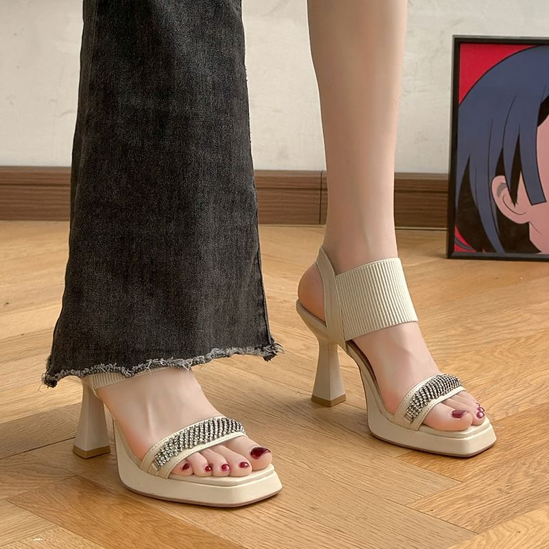 Sandals Heel Rhinestone Wedge