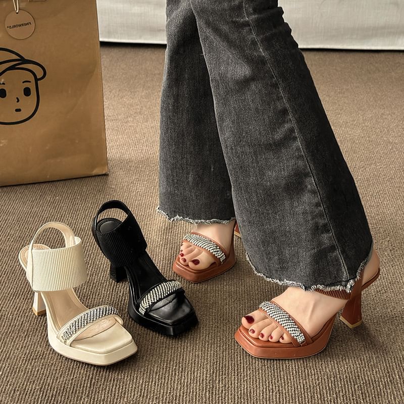 Sandals Heel Rhinestone Wedge