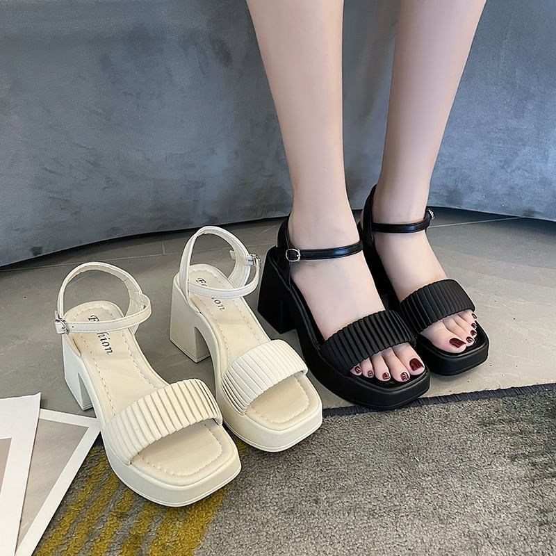 Toe Sandals Square Heel Block