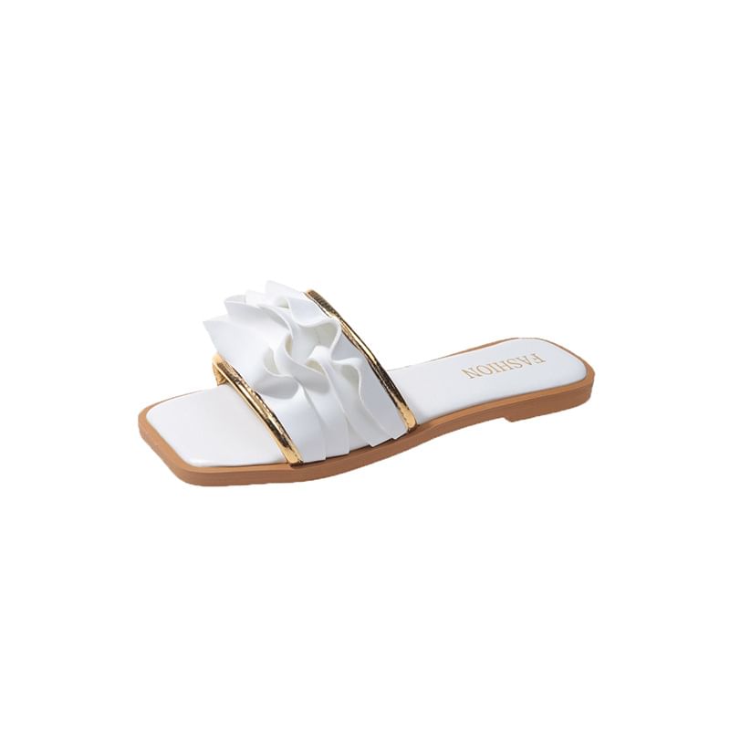 Square Ruffle Slide Toe Sandals