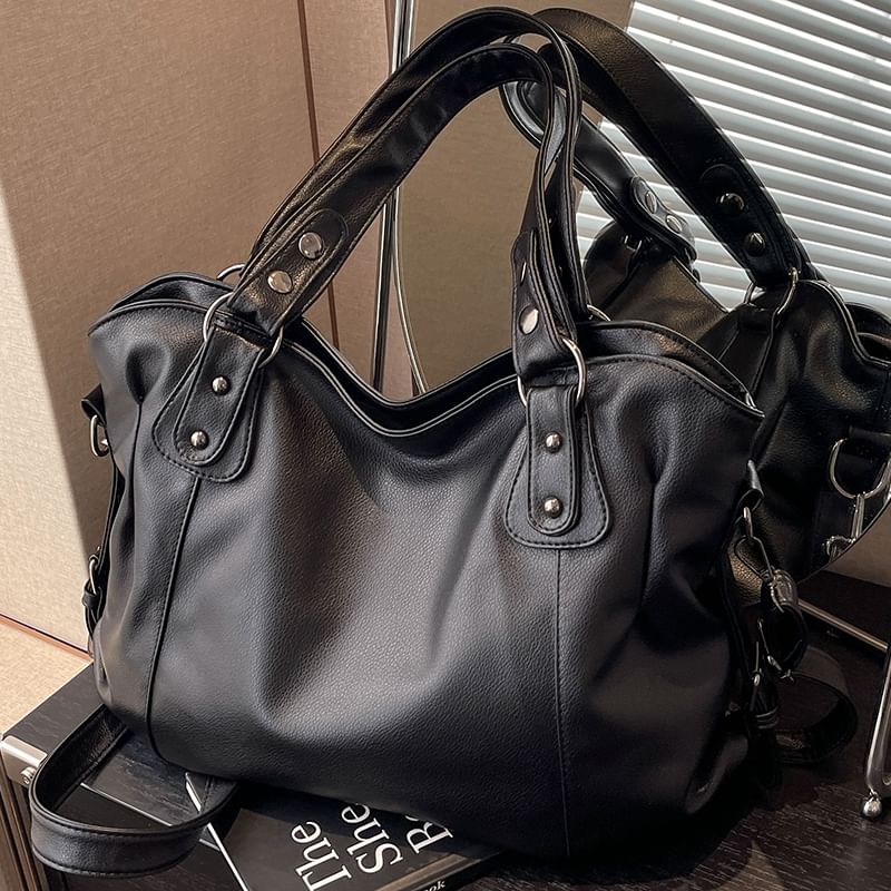 Bag Faux Plain Leather Tote