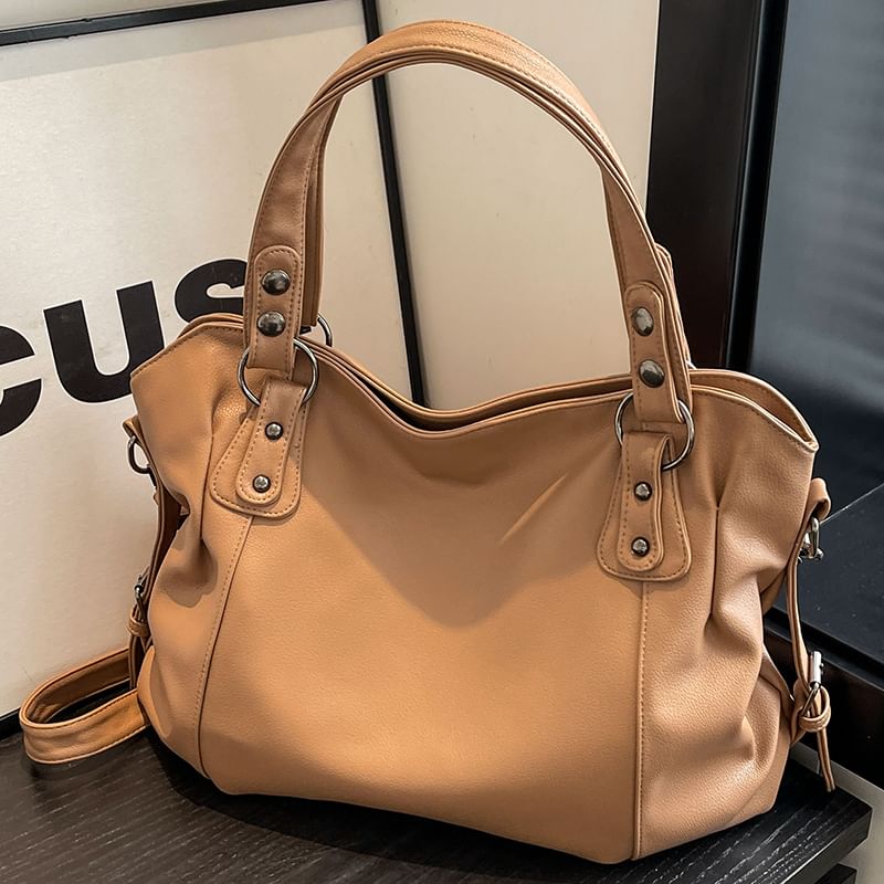 Bag Faux Plain Leather Tote