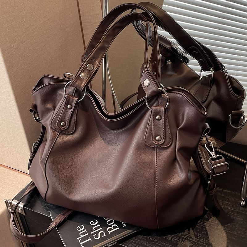 Bag Faux Plain Leather Tote