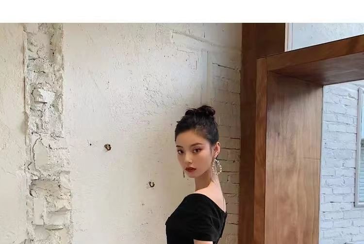 Dress / V-Neck Short-Sleeve Gown Plain Evening A-Line