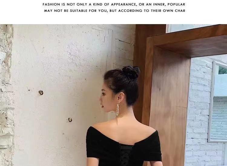 Dress / V-Neck Short-Sleeve Gown Plain Evening A-Line