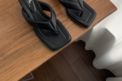 Block Heel Thong Sandals