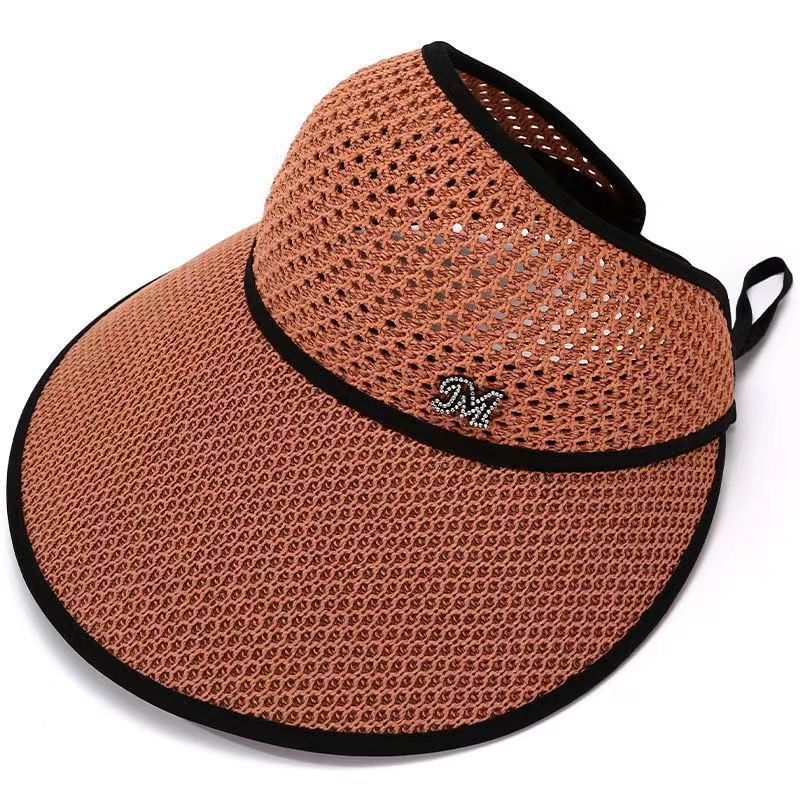 Top Open Trim Lettering Contrast Sun Hat