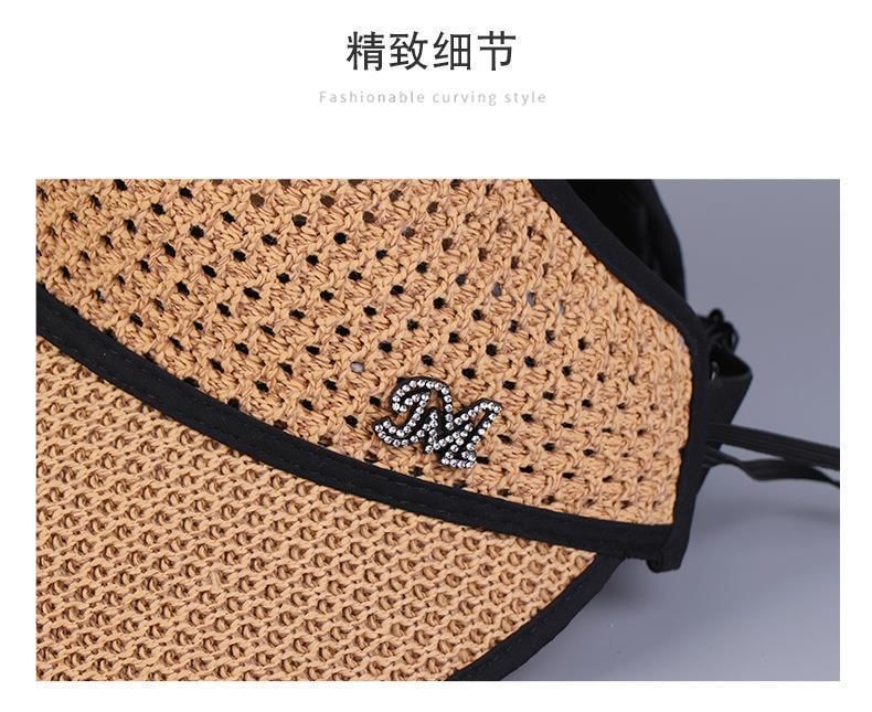 Top Open Trim Lettering Contrast Sun Hat