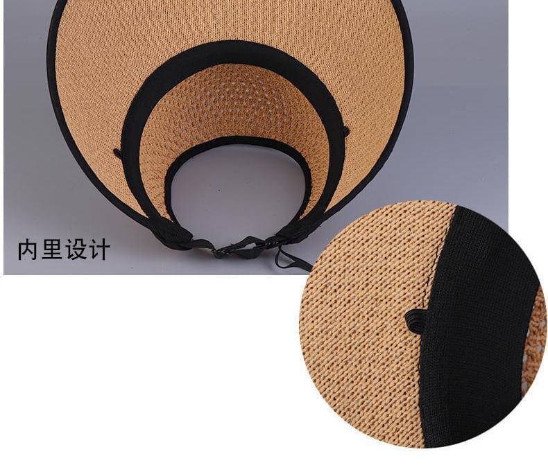 Top Open Trim Lettering Contrast Sun Hat