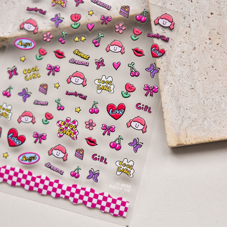 Cartoon Lettering Nail Art Stickers – KawaiiMoriStore
