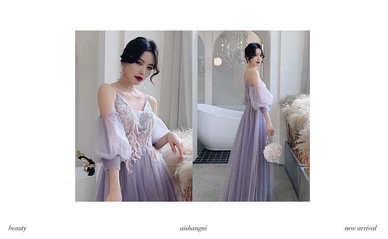 Embroidered (Various A-Line Designs) Dress Mesh Bridesmaid