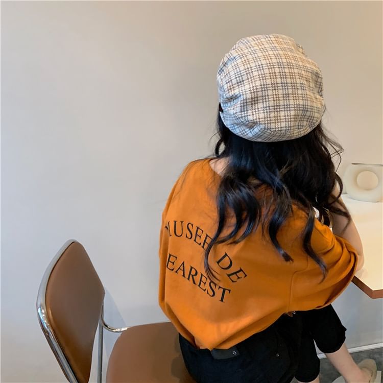 Print Lettering Short-Sleeve T-Shirt Crew Neck