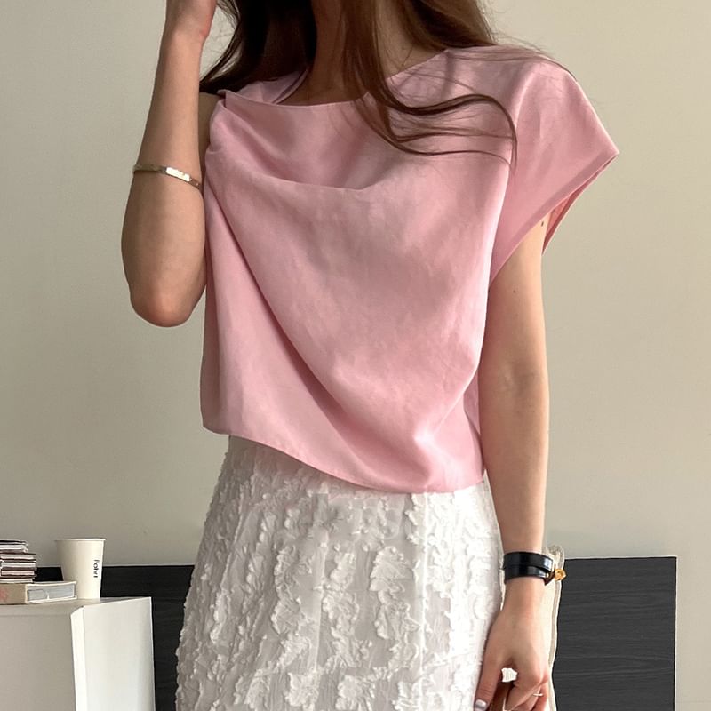 Sleeveless Asymmetrical Plain Top