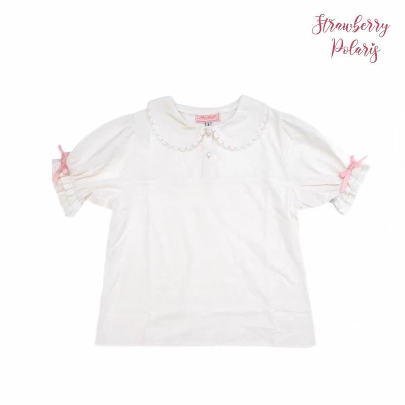 Spaghetti Strap V-Neck Rabbit Print Mini A-Line Dress / Short-Sleeve Blouse / Set