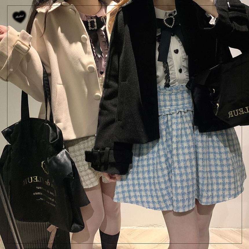 Collared Plain Bow Tie Lace Trim Blouse