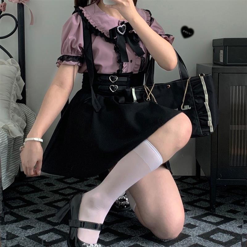 Suspender Mini A-Line Skirt