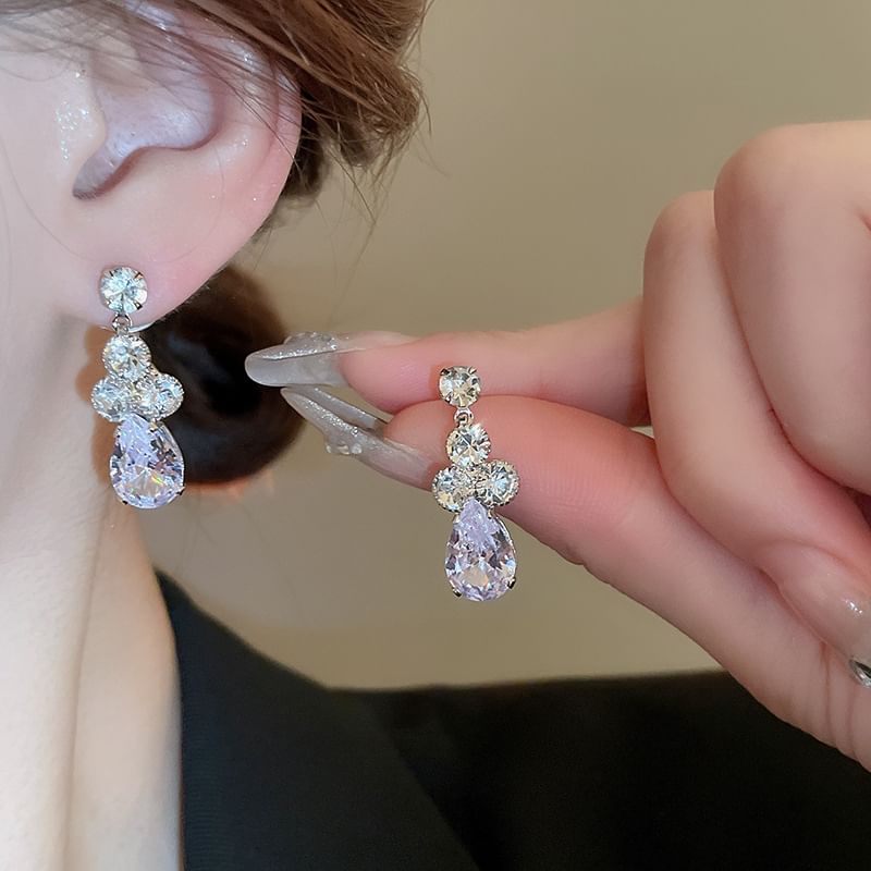 + Drop Necklace Set: Rhinestone Earring