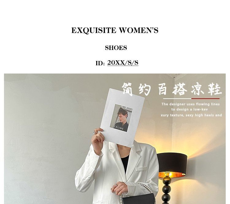 Slingback Plain Heel Sandals Chunky Accent Loop Metal Toe