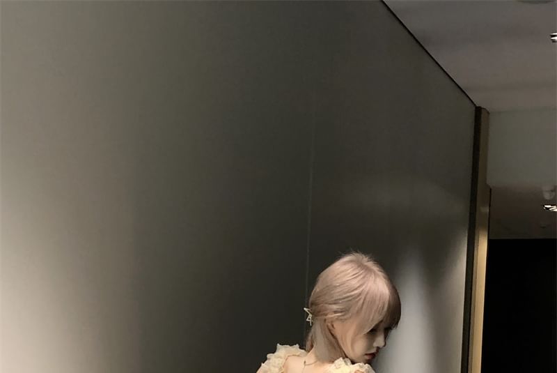 Plain Sleeveless Mini Dress A-Line Ruffle