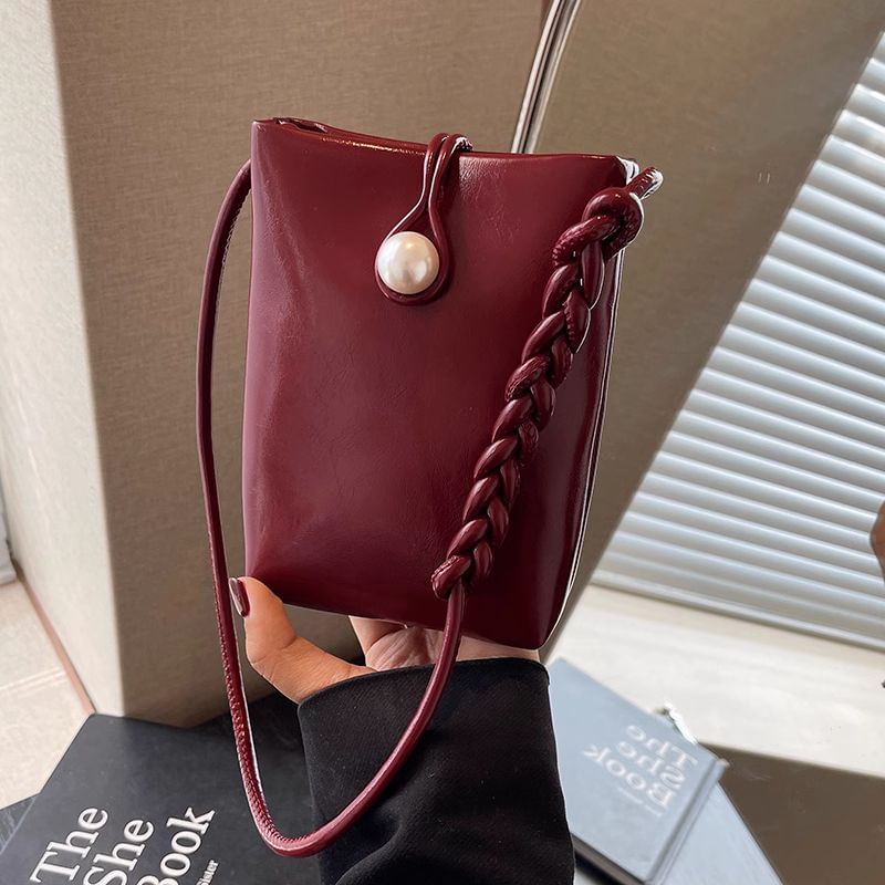Faux Plain Crossbody Leather Bag