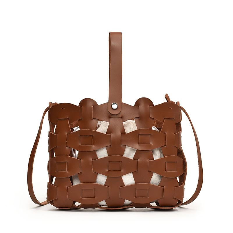 Cutout Leather Bag Faux Crossbody