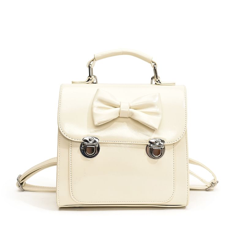 Backpack Bow Flap Leather Faux
