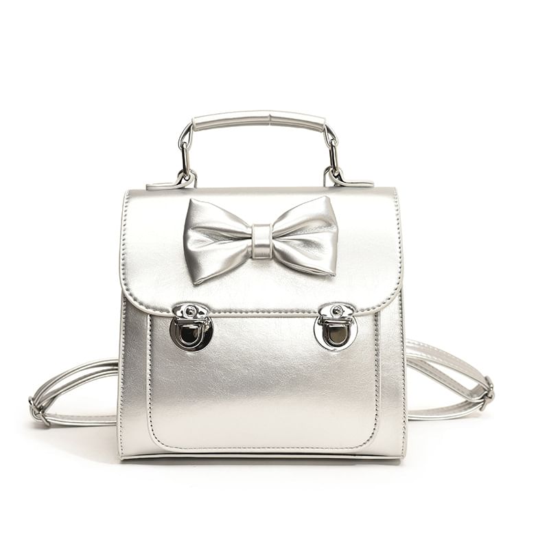 Backpack Bow Flap Leather Faux
