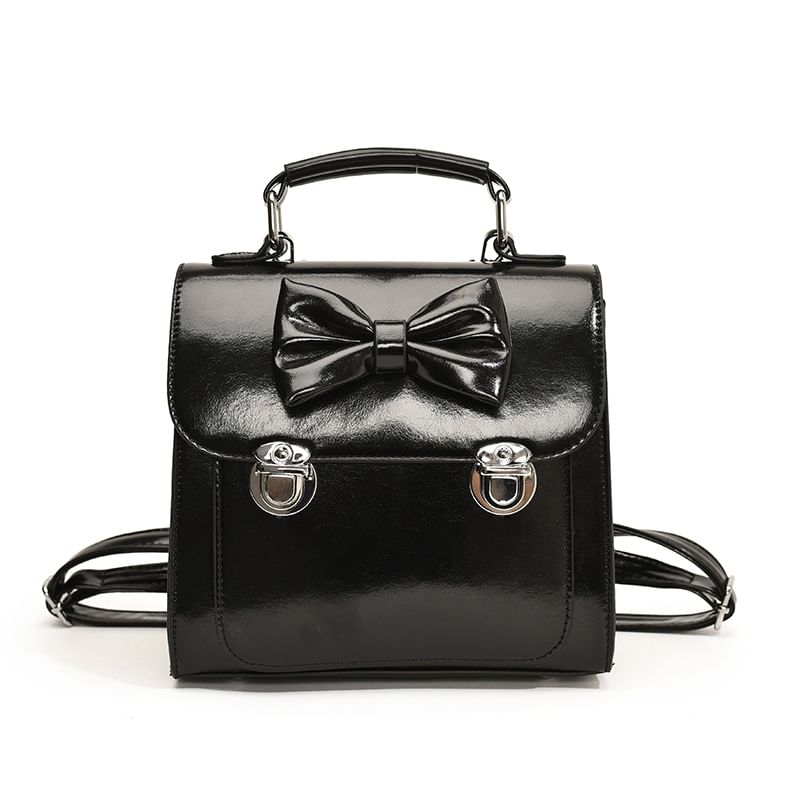 Backpack Bow Flap Leather Faux