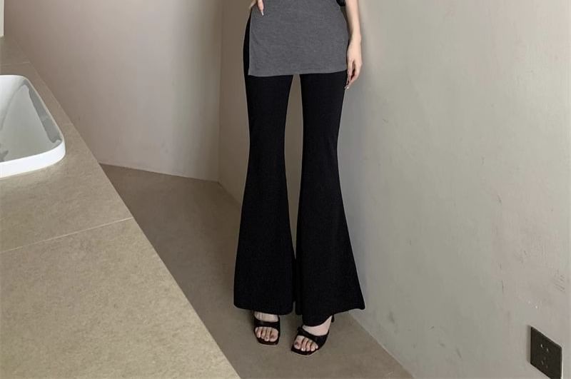 Flared / Sleeveless Crewneck Plain Top Pants