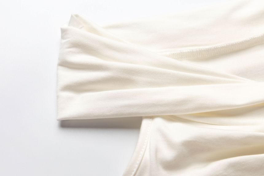 Crop Top Short-Sleeve Accent Floral Ruched Plain Fit Off-Shoulder Slim