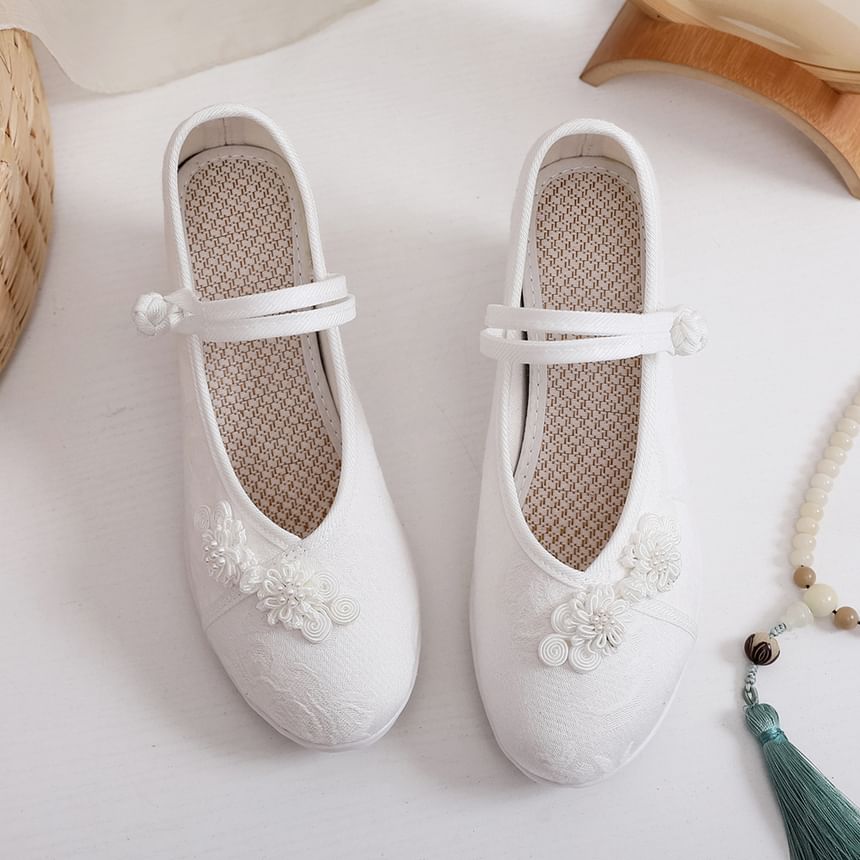 Floral Textile Sandals Hidden-Wedge