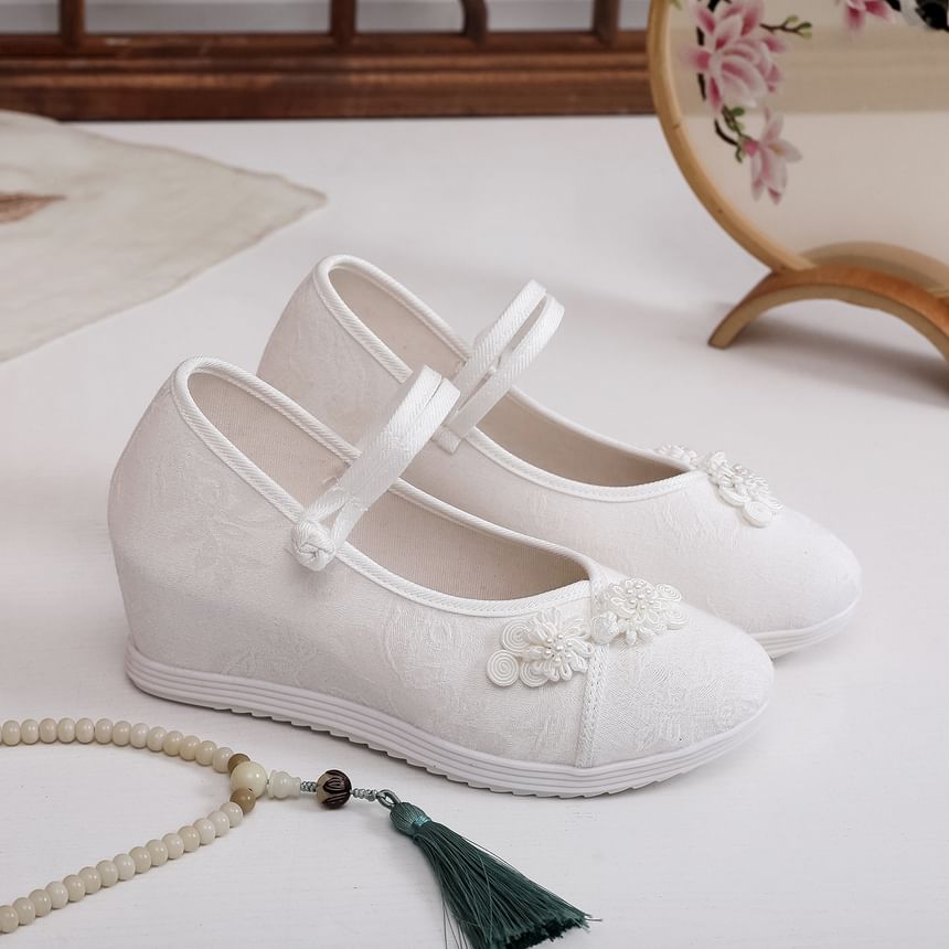 Floral Textile Sandals Hidden-Wedge