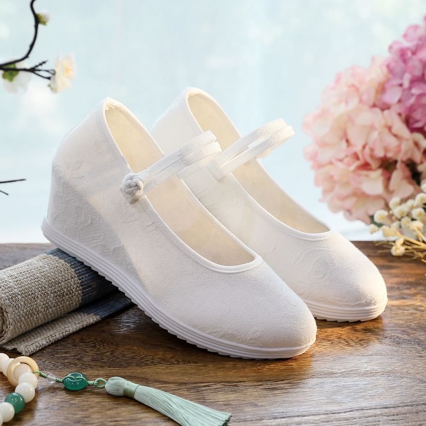 Floral Textile Sandals Hidden-Wedge