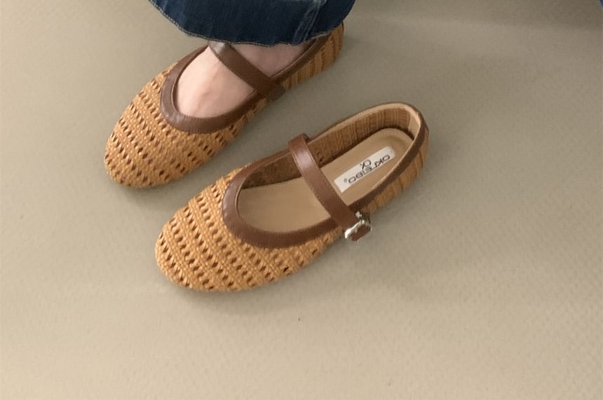 Two Tone Woven Mary Jane Shoes