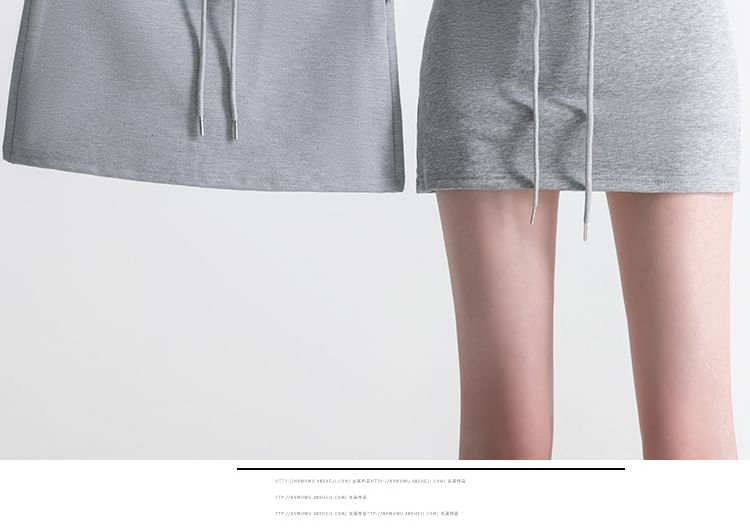Drawstring Plain Pencil Skirt Waist Mini