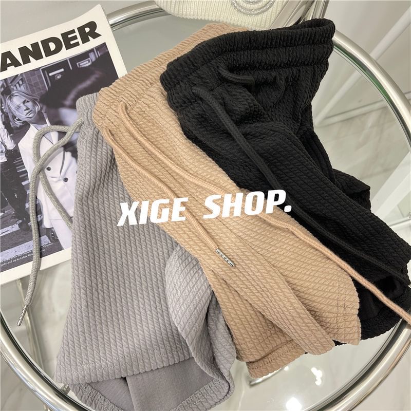 Shorts Plain Waist Drawstring