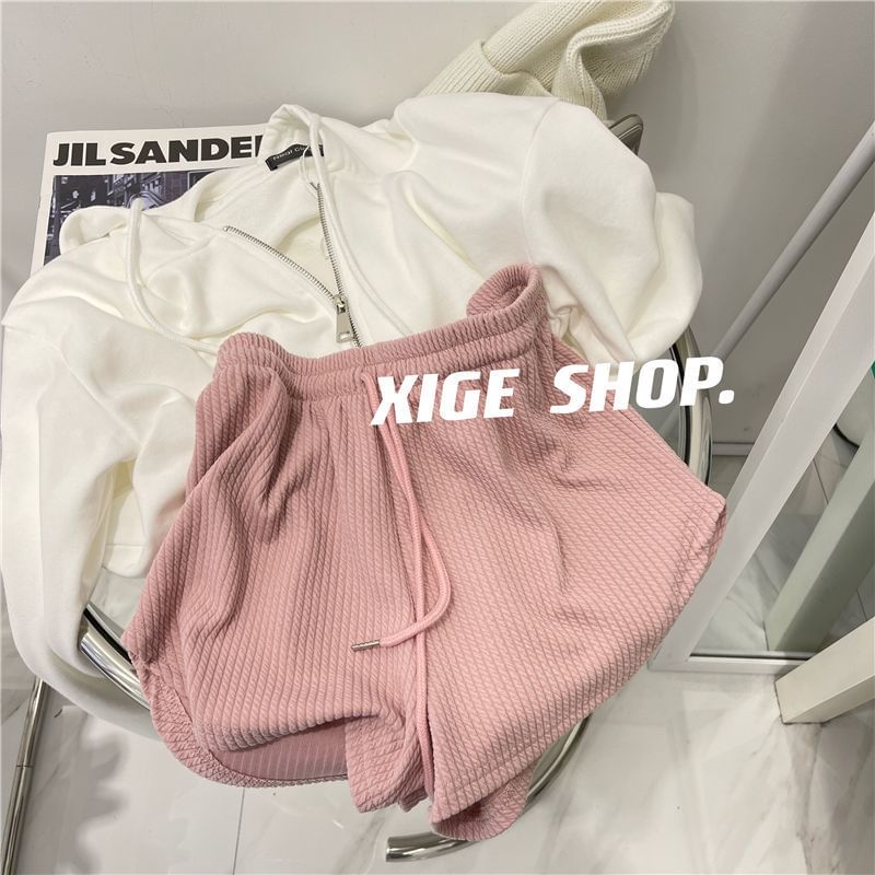 Shorts Plain Waist Drawstring